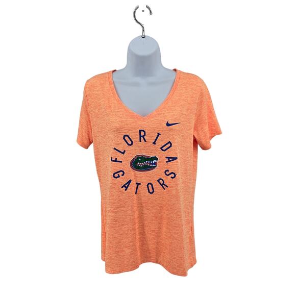 Nike Dri-Fit Orange Florida Gators Top WMNS S Short Sleeve Graphics V-neck Tee - Picture 1 of 5